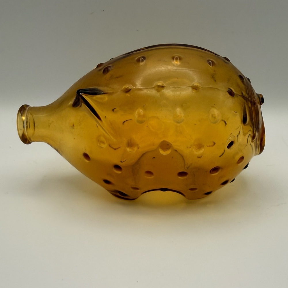 Vintage Jacob Ban Holmegaard Amber Glass pig piggy bank